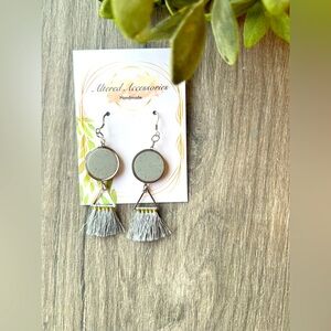 #108 Gray and Silver Tassel Earrings